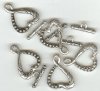 5 26x18mm Antique Silver Heart  Toggle Clasps